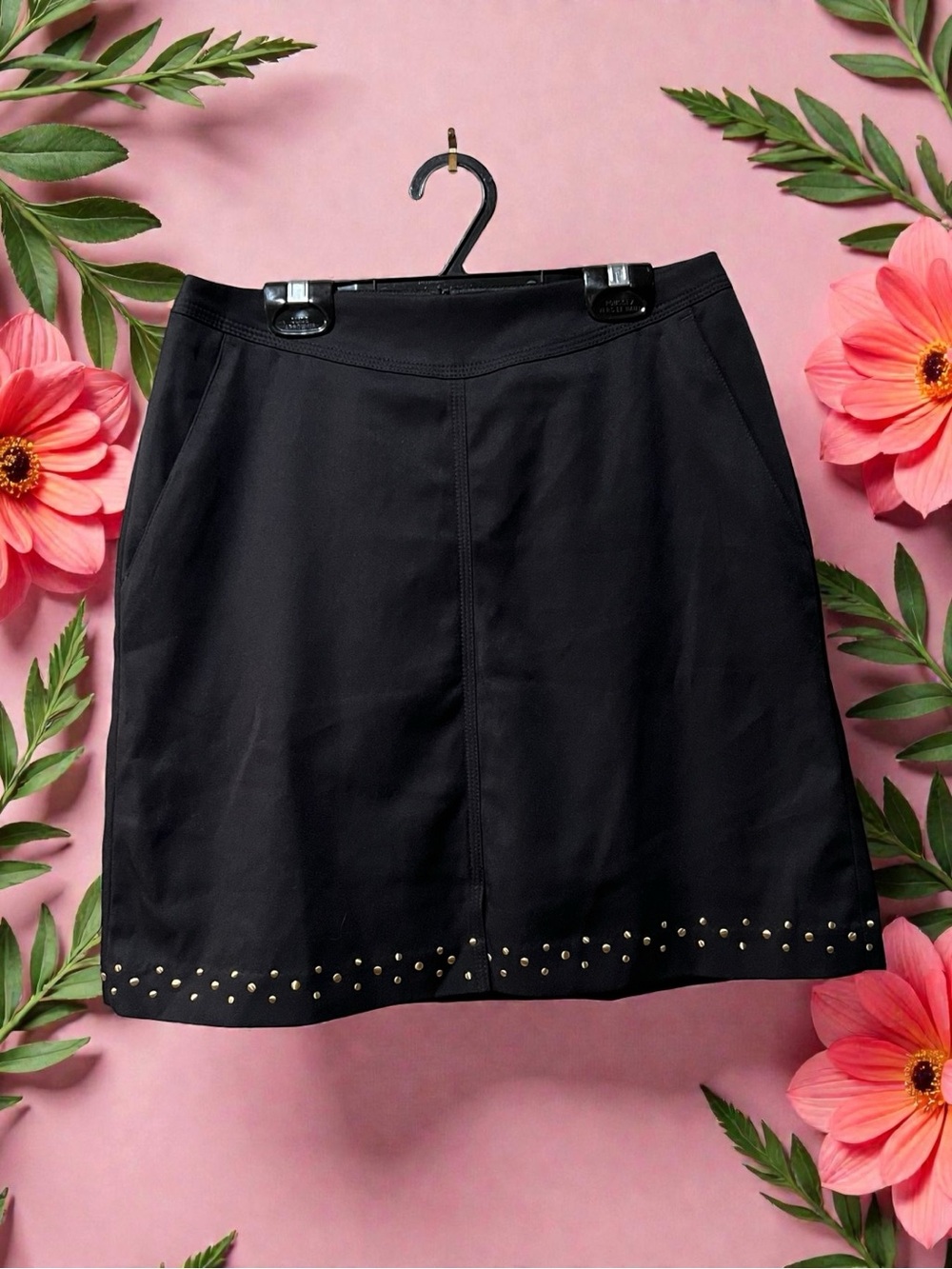 Tail Black Mini Skort with Gold Stud Hem